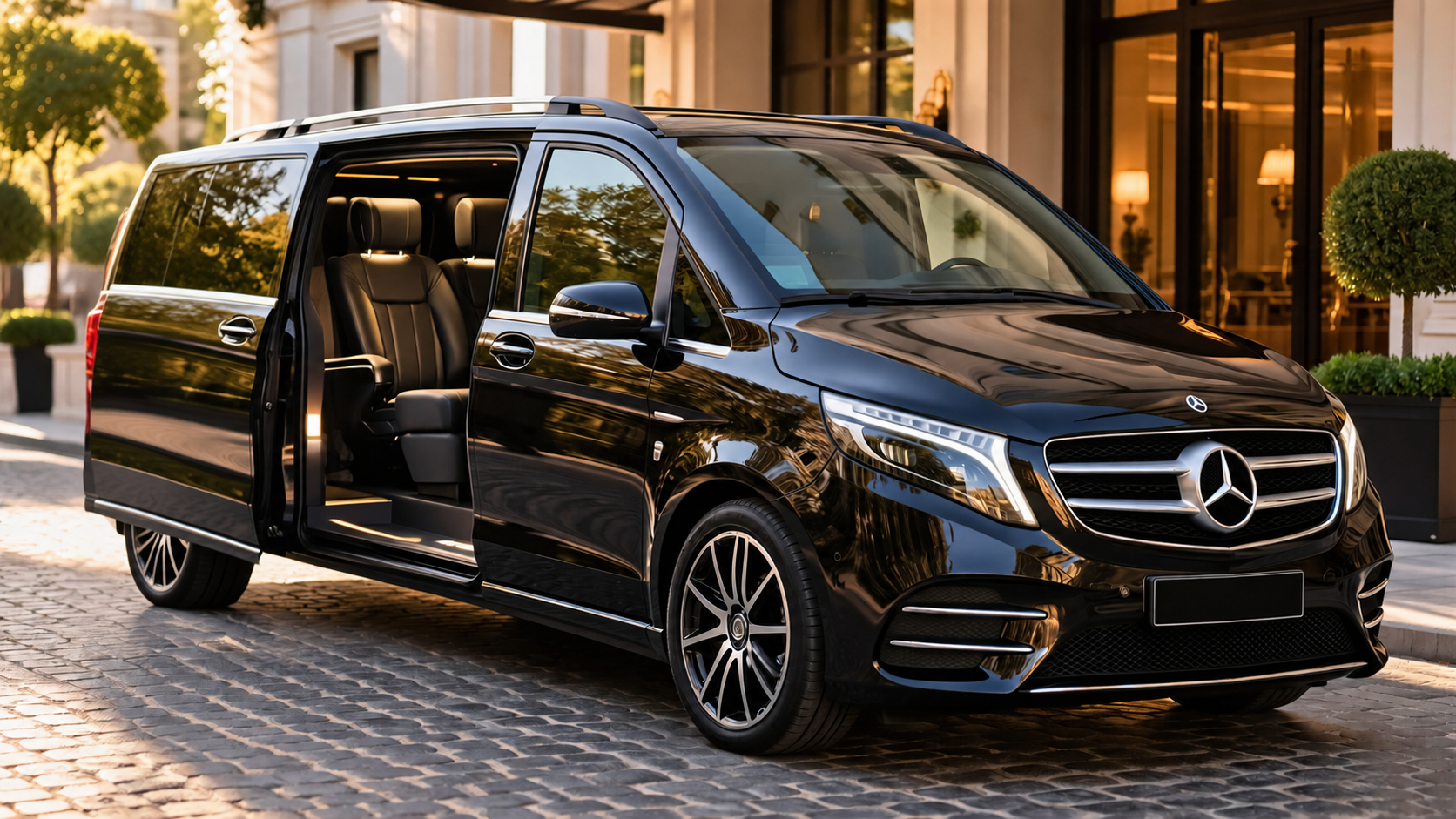 Van-Mercedes-de-luxe-devant-un-hotel-1